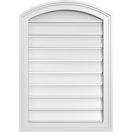 Ekena Millwork Arch Top Surface Mount PVC Gable Vent: Non-Functional, w/2"W x 1-1/2"P Brickmould Frame, 20"W x 26"H GVPAR20X2602SN